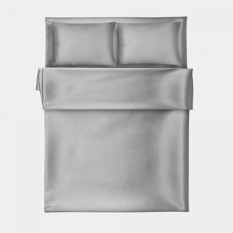 SILK SILVER BEDDING (double bed set)